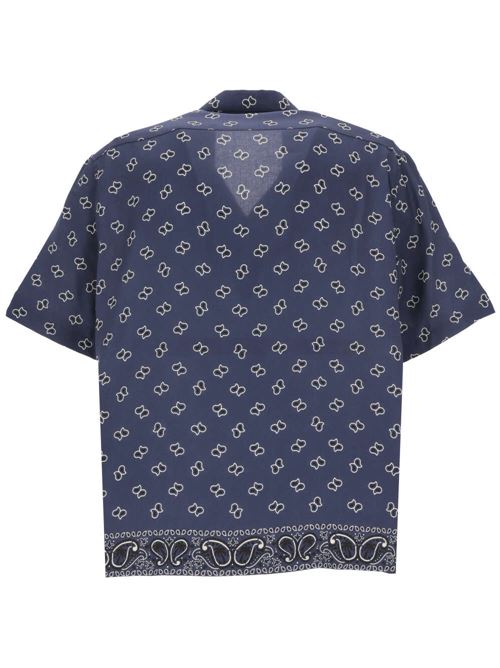 Camicia da uomo con stampa paisley blu navy/bianco PALM ANGELS | PMGG005S24FAB0064646